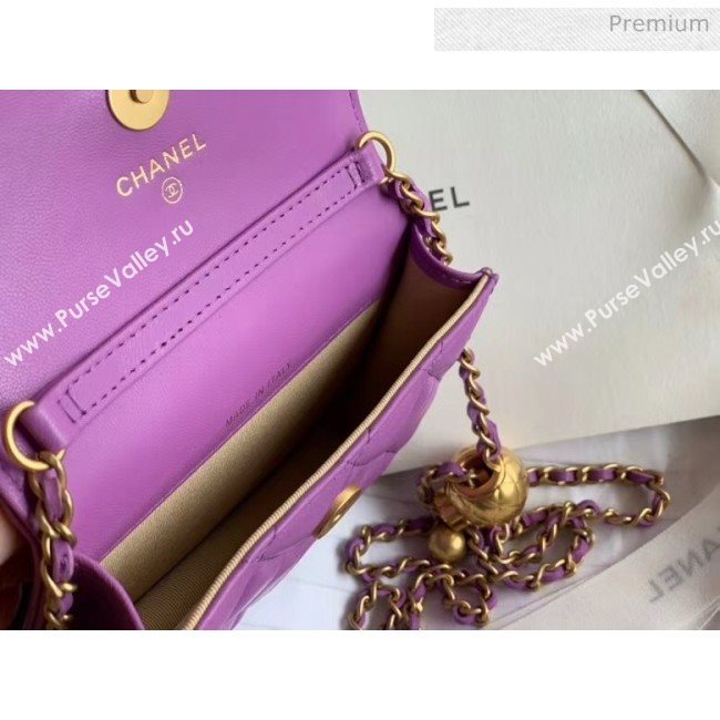 Chanel Quilted Lambskin Waist Bag With Metal Ball AP1465 Purple 2020 (JY-20061546)