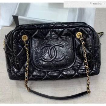 Chanel Crinkled Calfskin Bowling Shopping Bag Black 2020 (JY-20061607)