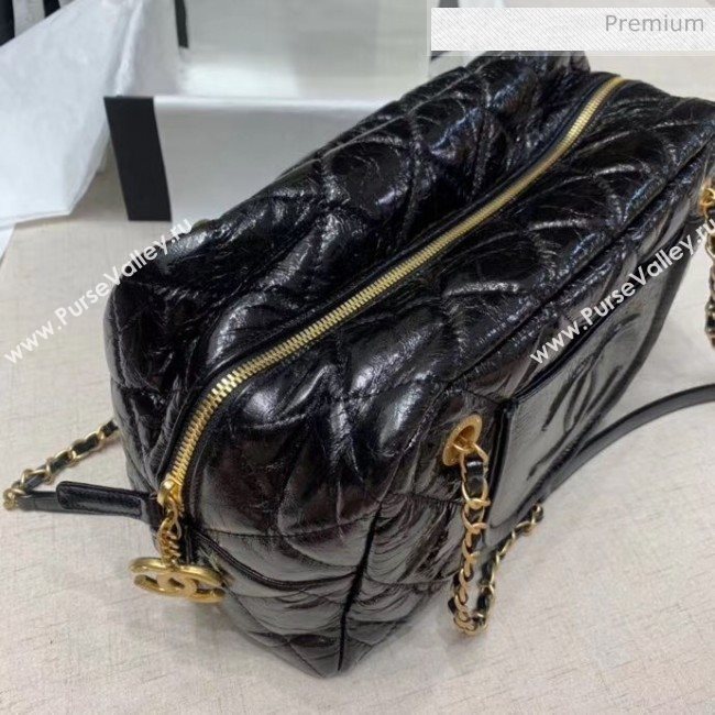 Chanel Crinkled Calfskin Bowling Shopping Bag Black 2020 (JY-20061607)