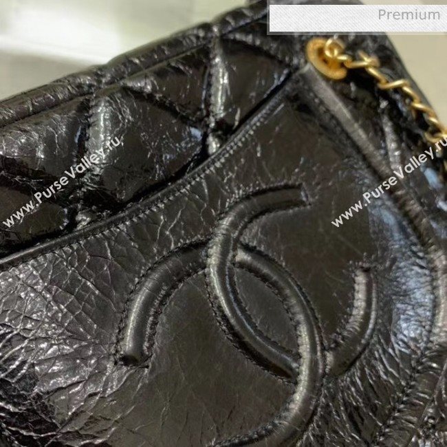 Chanel Crinkled Calfskin Bowling Shopping Bag Black 2020 (JY-20061607)