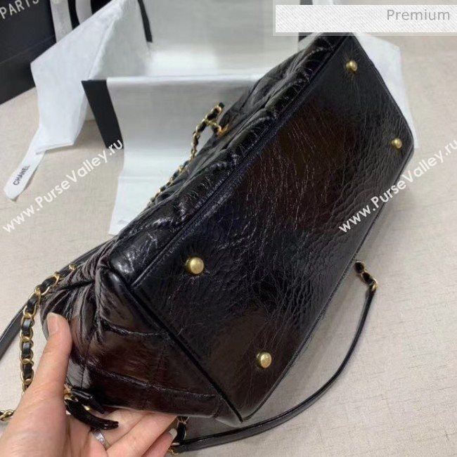 Chanel Crinkled Calfskin Bowling Shopping Bag Black 2020 (JY-20061607)