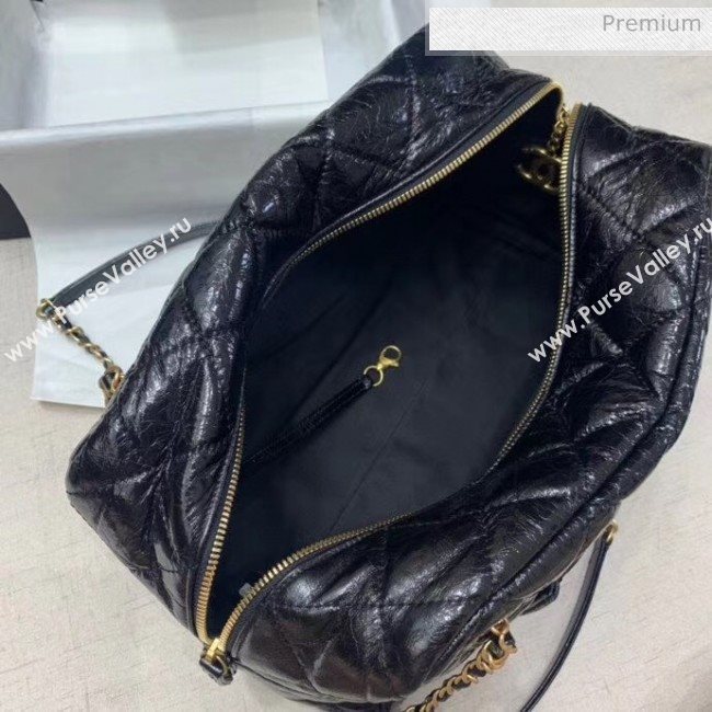 Chanel Crinkled Calfskin Bowling Shopping Bag Black 2020 (JY-20061607)