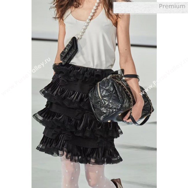 Chanel Crinkled Calfskin Bowling Shopping Bag Black 2020 (JY-20061607)