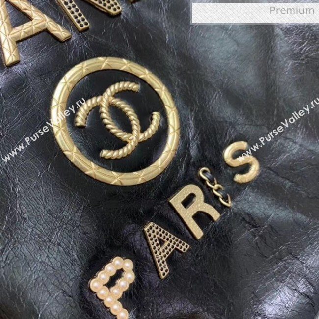 Chanel Waxy Calfskin Shopping Bag With Metal Logo Black 2020 (JY-20061606)