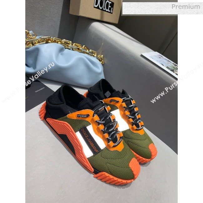 Dolce & Gabbana NS1 SLIP ON Sneakers in Mixed Materials Green/Orange 2020(For Women and Men) (MD-20061623)
