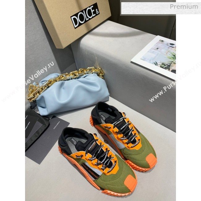 Dolce & Gabbana NS1 SLIP ON Sneakers in Mixed Materials Green/Orange 2020(For Women and Men) (MD-20061623)