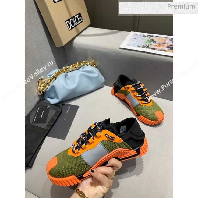 Dolce & Gabbana NS1 SLIP ON Sneakers in Mixed Materials Green/Orange 2020(For Women and Men) (MD-20061623)