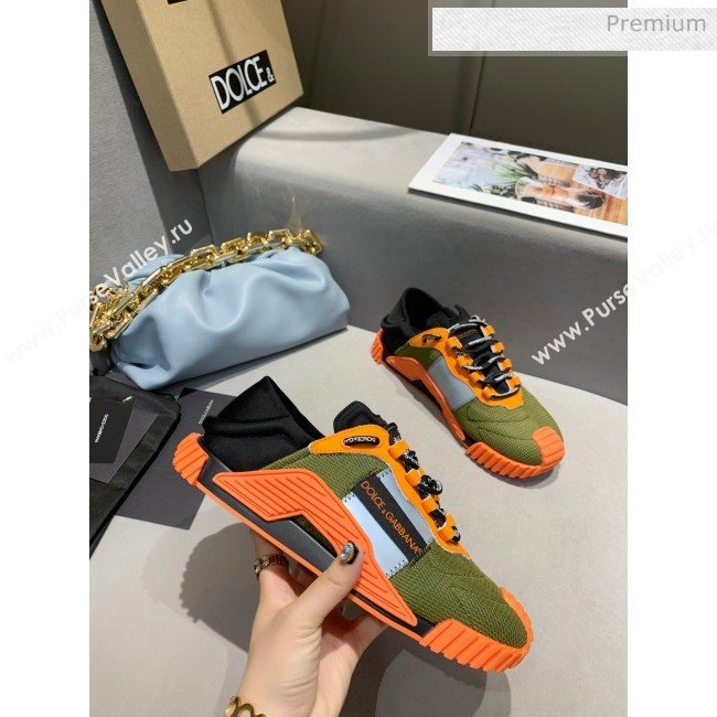 Dolce & Gabbana NS1 SLIP ON Sneakers in Mixed Materials Green/Orange 2020(For Women and Men) (MD-20061623)