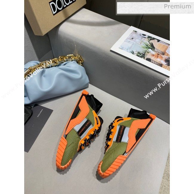Dolce & Gabbana NS1 SLIP ON Sneakers in Mixed Materials Green/Orange 2020(For Women and Men) (MD-20061623)