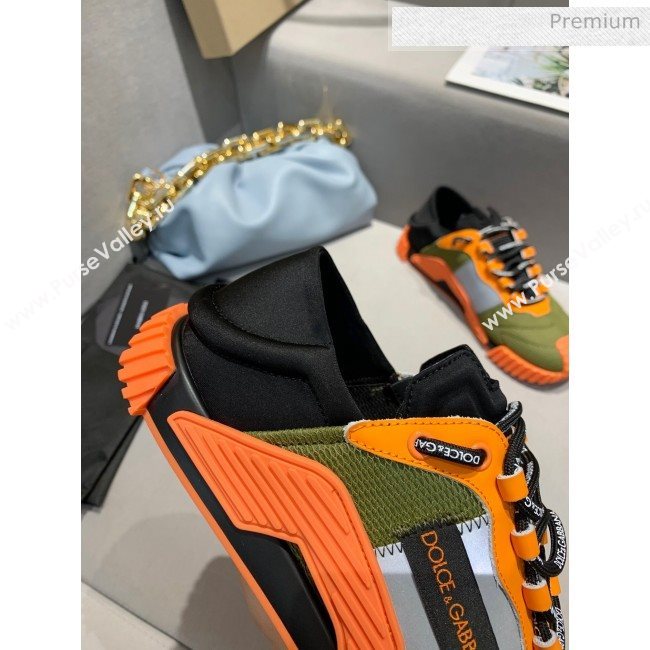 Dolce & Gabbana NS1 SLIP ON Sneakers in Mixed Materials Green/Orange 2020(For Women and Men) (MD-20061623)