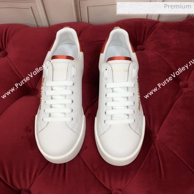 Dolce & Gabbana PORTOFINO Sneakers In Calfskin With Lettering White 2020(For Women and Men) (MD-20061625)