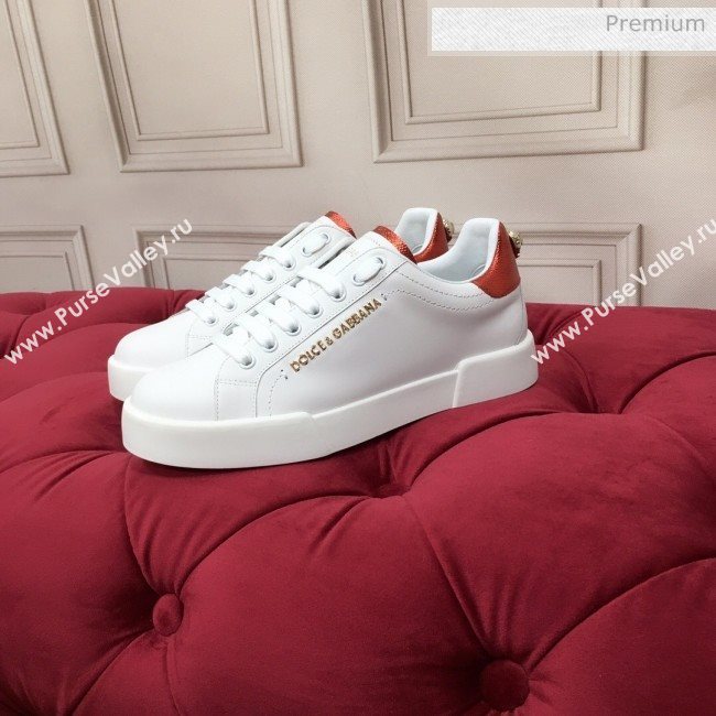 Dolce & Gabbana PORTOFINO Sneakers In Calfskin With Lettering White 2020(For Women and Men) (MD-20061625)