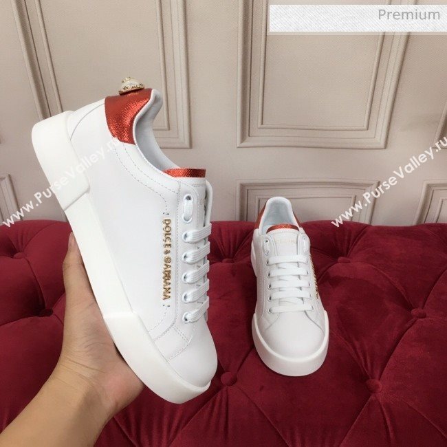 Dolce & Gabbana PORTOFINO Sneakers In Calfskin With Lettering White 2020(For Women and Men) (MD-20061625)