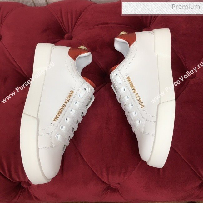 Dolce & Gabbana PORTOFINO Sneakers In Calfskin With Lettering White 2020(For Women and Men) (MD-20061625)