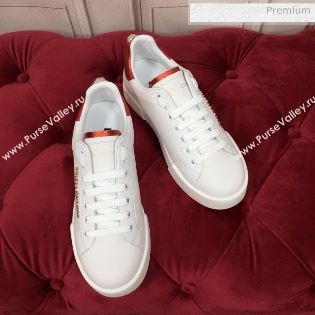 Dolce & Gabbana PORTOFINO Sneakers In Calfskin With Lettering White 2020(For Women and Men) (MD-20061625)