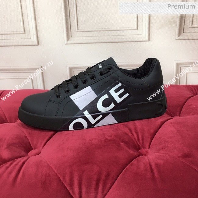 Dolce & Gabbana PORTOFINO Sneakers In Calfskin With Logo Tape Black 2020(For Women and Men) (MD-20061626)