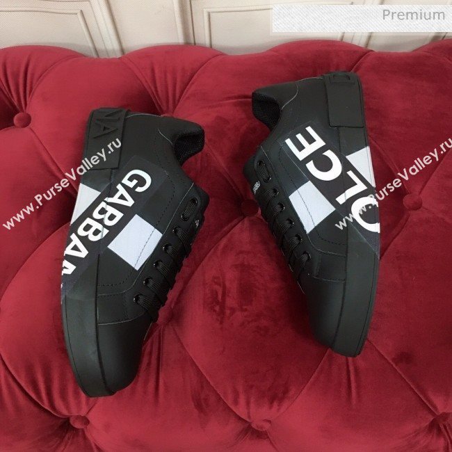 Dolce & Gabbana PORTOFINO Sneakers In Calfskin With Logo Tape Black 2020(For Women and Men) (MD-20061626)