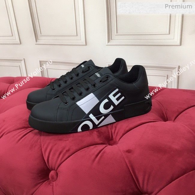 Dolce & Gabbana PORTOFINO Sneakers In Calfskin With Logo Tape Black 2020(For Women and Men) (MD-20061626)