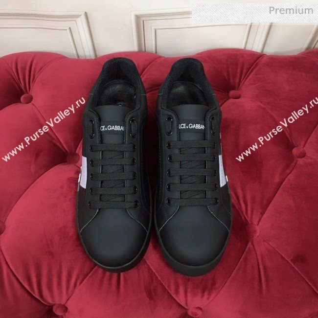 Dolce & Gabbana PORTOFINO Sneakers In Calfskin With Logo Tape Black 2020(For Women and Men) (MD-20061626)