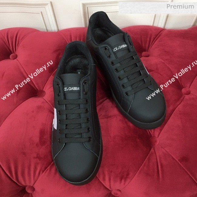 Dolce & Gabbana PORTOFINO Sneakers In Calfskin With Logo Tape Black 2020(For Women and Men) (MD-20061626)