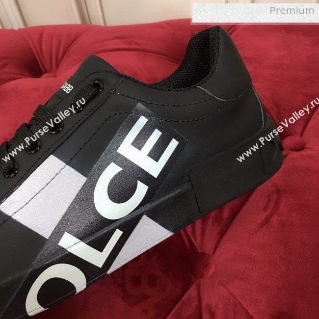Dolce & Gabbana PORTOFINO Sneakers In Calfskin With Logo Tape Black 2020(For Women and Men) (MD-20061626)