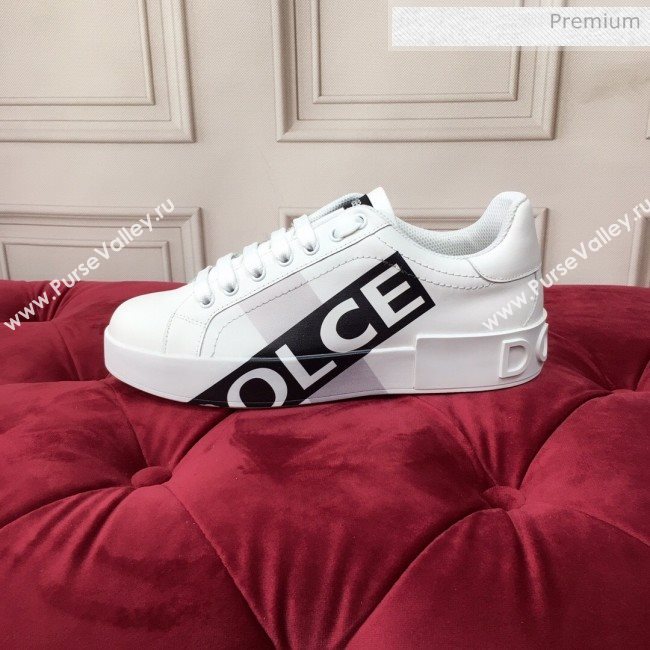Dolce & Gabbana PORTOFINO Sneakers In Calfskin With Logo Tape White 2020(For Women and Men) (MD-20061627)
