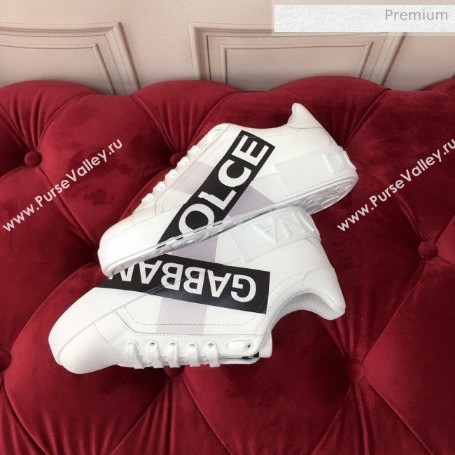 Dolce & Gabbana PORTOFINO Sneakers In Calfskin With Logo Tape White 2020(For Women and Men) (MD-20061627)