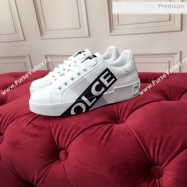 Dolce & Gabbana PORTOFINO Sneakers In Calfskin With Logo Tape White 2020(For Women and Men) (MD-20061627)