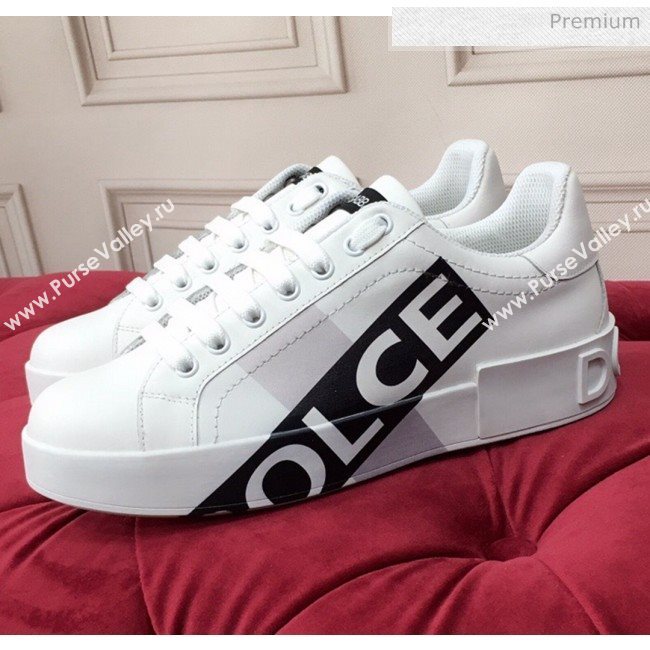 Dolce & Gabbana PORTOFINO Sneakers In Calfskin With Logo Tape White 2020(For Women and Men) (MD-20061627)