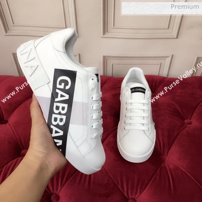 Dolce & Gabbana PORTOFINO Sneakers In Calfskin With Logo Tape White 2020(For Women and Men) (MD-20061627)
