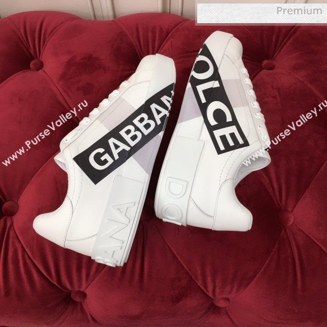 Dolce & Gabbana PORTOFINO Sneakers In Calfskin With Logo Tape White 2020(For Women and Men) (MD-20061627)