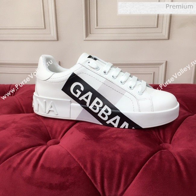 Dolce & Gabbana PORTOFINO Sneakers In Calfskin With Logo Tape White 2020(For Women and Men) (MD-20061627)