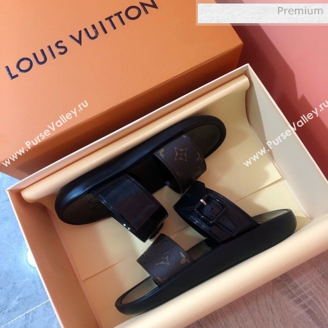 Louis Vuitton SUNBATH Flat Mules Sandals 1A66XD Black 2020 (MD-20061537)