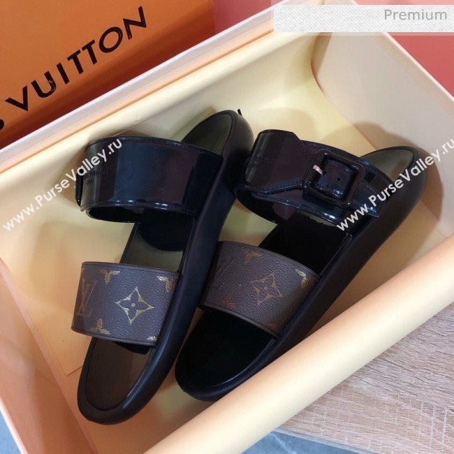 Louis Vuitton SUNBATH Flat Mules Sandals 1A66XD Black 2020 (MD-20061537)