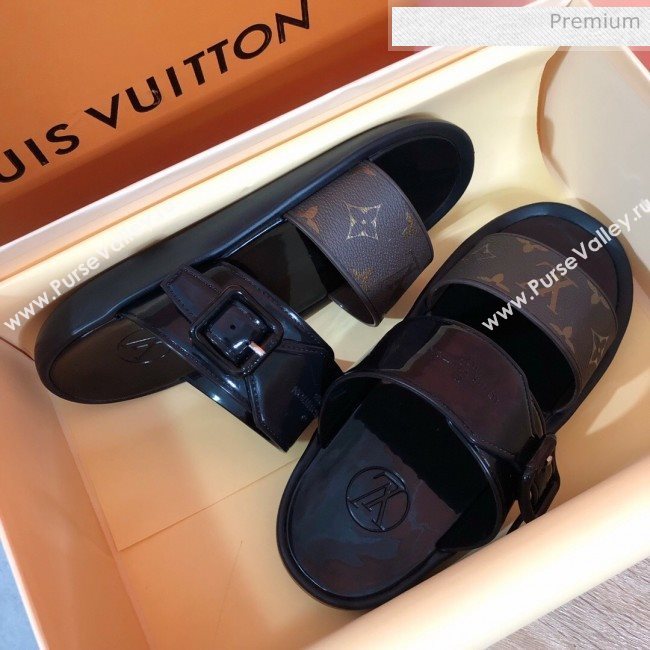 Louis Vuitton SUNBATH Flat Mules Sandals 1A66XD Black 2020 (MD-20061537)
