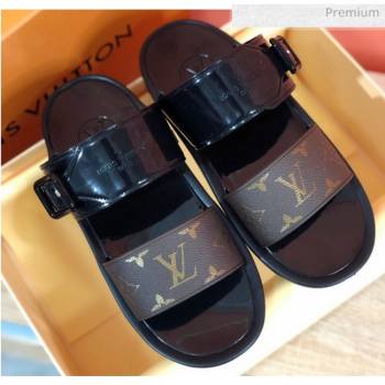 Louis Vuitton SUNBATH Flat Mules Sandals 1A66XD Black 2020 (MD-20061537)