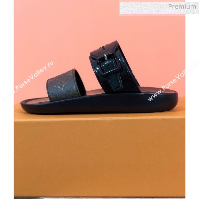 Louis Vuitton SUNBATH Flat Mules Sandals 1A66XD Black 2020 (MD-20061537)