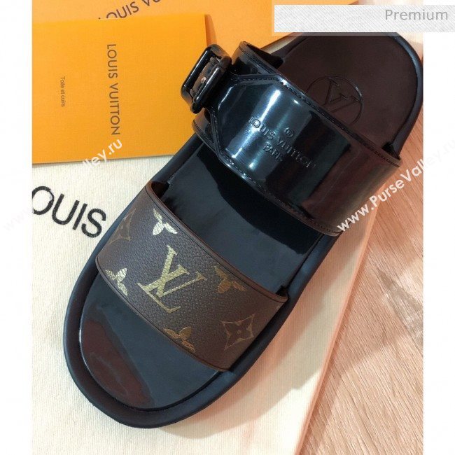 Louis Vuitton SUNBATH Flat Mules Sandals 1A66XD Black 2020 (MD-20061537)