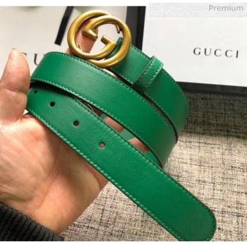 Gucci Calfskin Belt 30mm with GG Buckle Green/Gold 2020 (99-20062467)