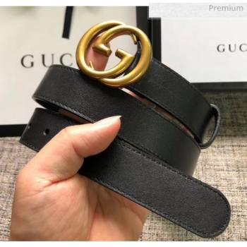 Gucci Calfskin Belt 30mm with GG Buckle Black/Gold 2020 (99-20062469)