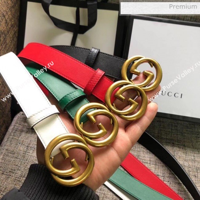 Gucci Calfskin Belt 30mm with GG Buckle Green/Gold 2020 (99-20062467)