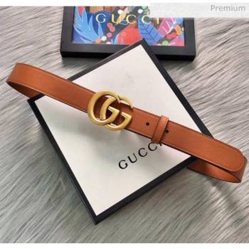 Gucci Calfskin Belt 30mm with GG Buckle Brown/Gold 2020 (99-20062470)