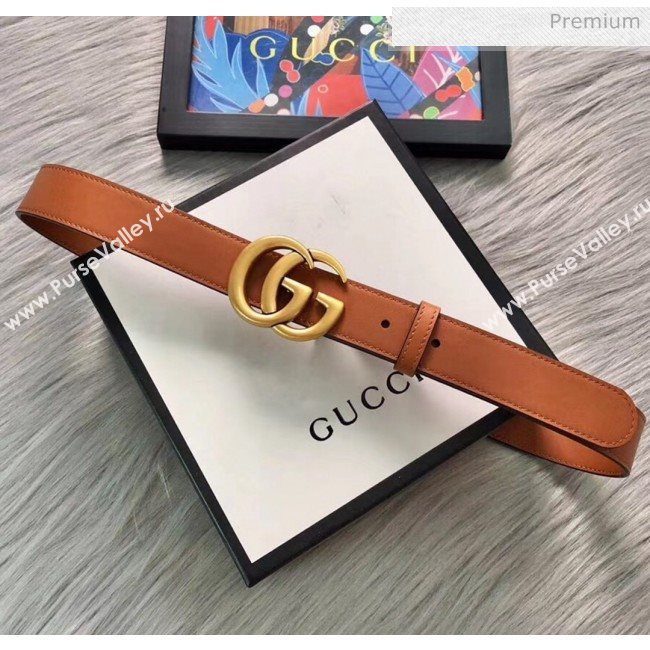 Gucci Calfskin Belt 30mm with GG Buckle Brown/Gold 2020 (99-20062470)