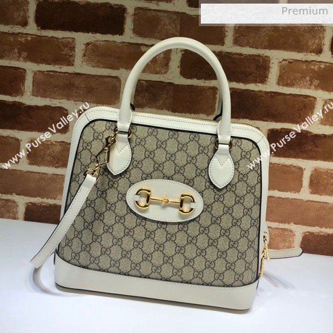 Gucci Horsebit 1955 GG Canvas Medium Top Handle Bag ‎620850 White 2020 (DLH-20062203)