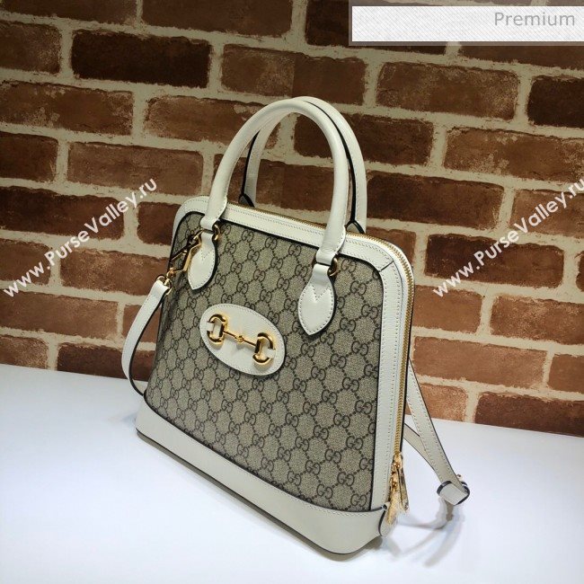 Gucci Horsebit 1955 GG Canvas Medium Top Handle Bag ‎620850 White 2020 (DLH-20062203)
