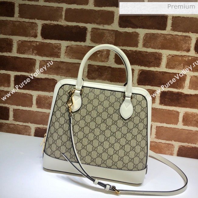 Gucci Horsebit 1955 GG Canvas Medium Top Handle Bag ‎620850 White 2020 (DLH-20062203)