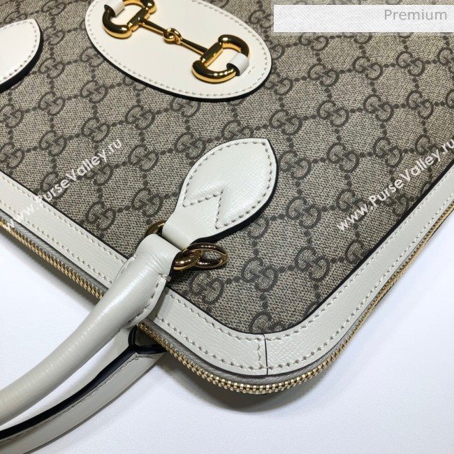 Gucci Horsebit 1955 GG Canvas Medium Top Handle Bag ‎620850 White 2020 (DLH-20062203)