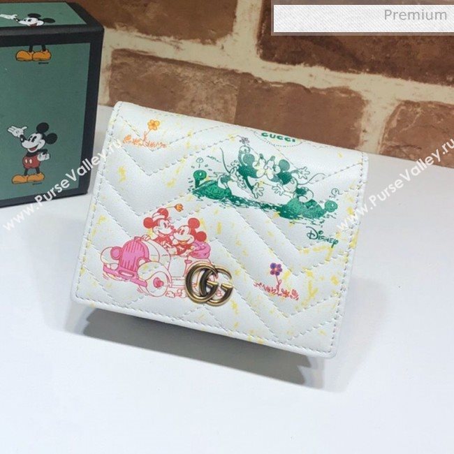 Gucci Disney x Gucci Mickey Mouse GG Marmont Card Case Wallet 616768 White 2020 (DLH-20062204)