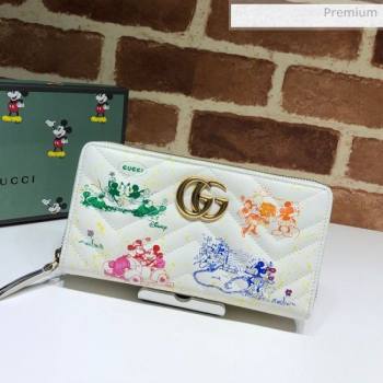 Gucci Disney x Gucci Mickey Mouse GG Marmont Zip Around Wallet 616765 White 2020 (DLH-20062205)