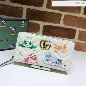 Gucci Disney x Gucci Mickey Mouse GG Marmont Zip Around  Wallet 616765 White 2020 (DLH-20062205)